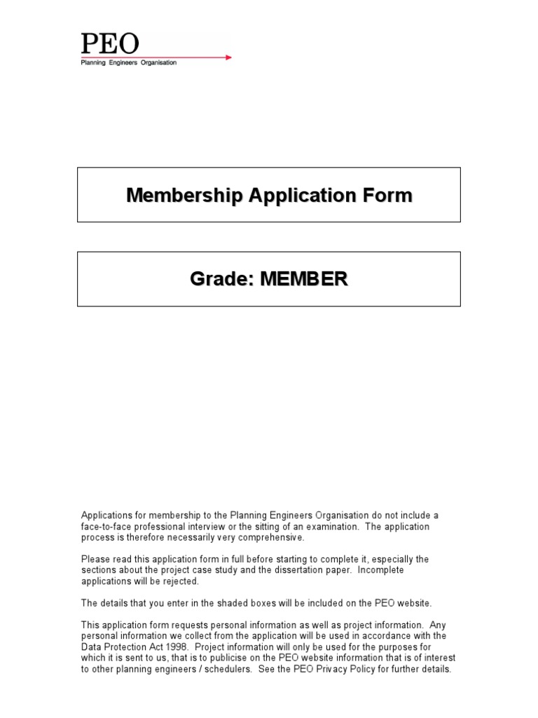 Peo Application Form Member Personally Identifiable Information Thesis