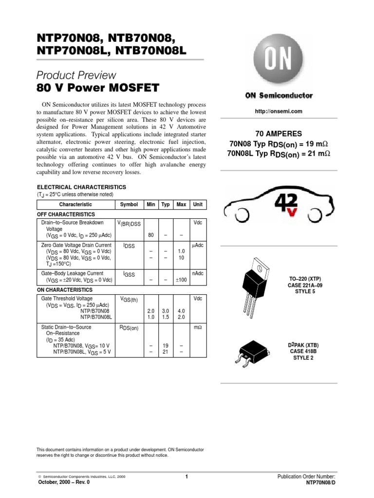80V Power MOSFET Product Preview | PDF | Mosfet | Field Effect Transistor