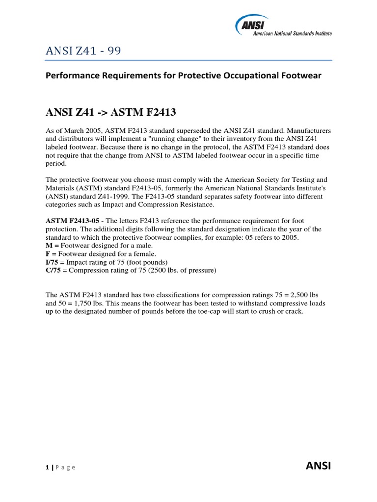 ANSI Z41 Replaced by ASTM F2413 PDF