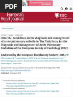 2014 ESC Guidelines on the diagnosis and management of acute pulmonary embolism | European Heart Jou
