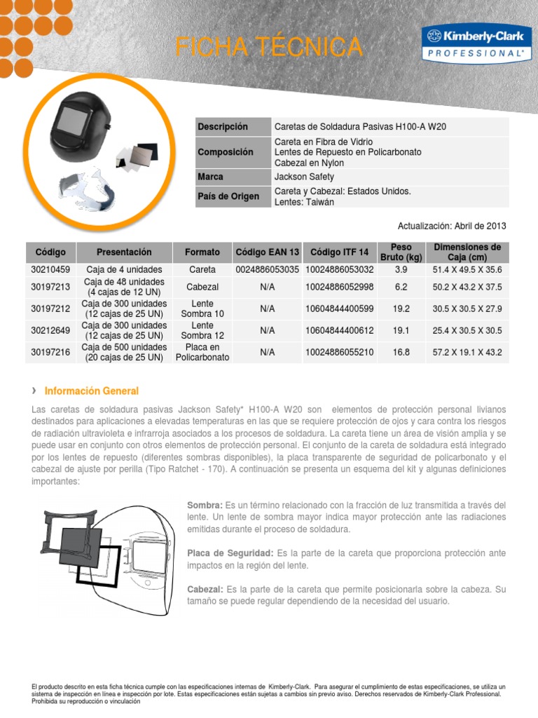 Ficha Tecnica Seguridad Caretas de Soldadura