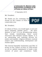 Statement in the GA on the Culture of Peace. United Nations 