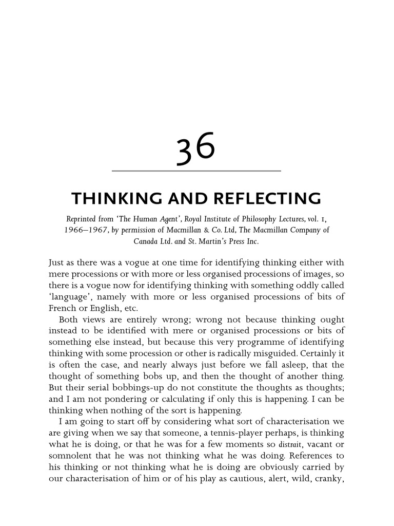 Distinguishing Thinking from Reflecting | PDF | Adverb | Thought