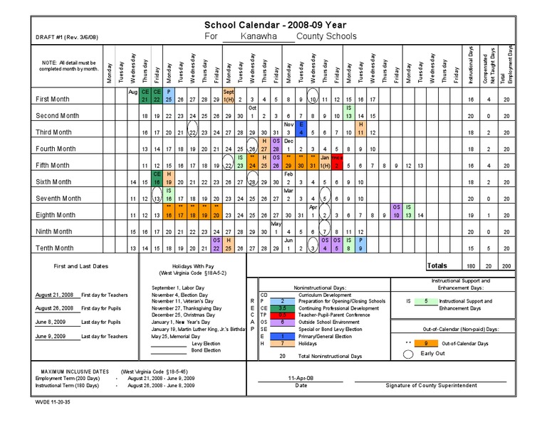 Kanawha County Schools 08-09 Calender | PDF | Festival | Public Holiday