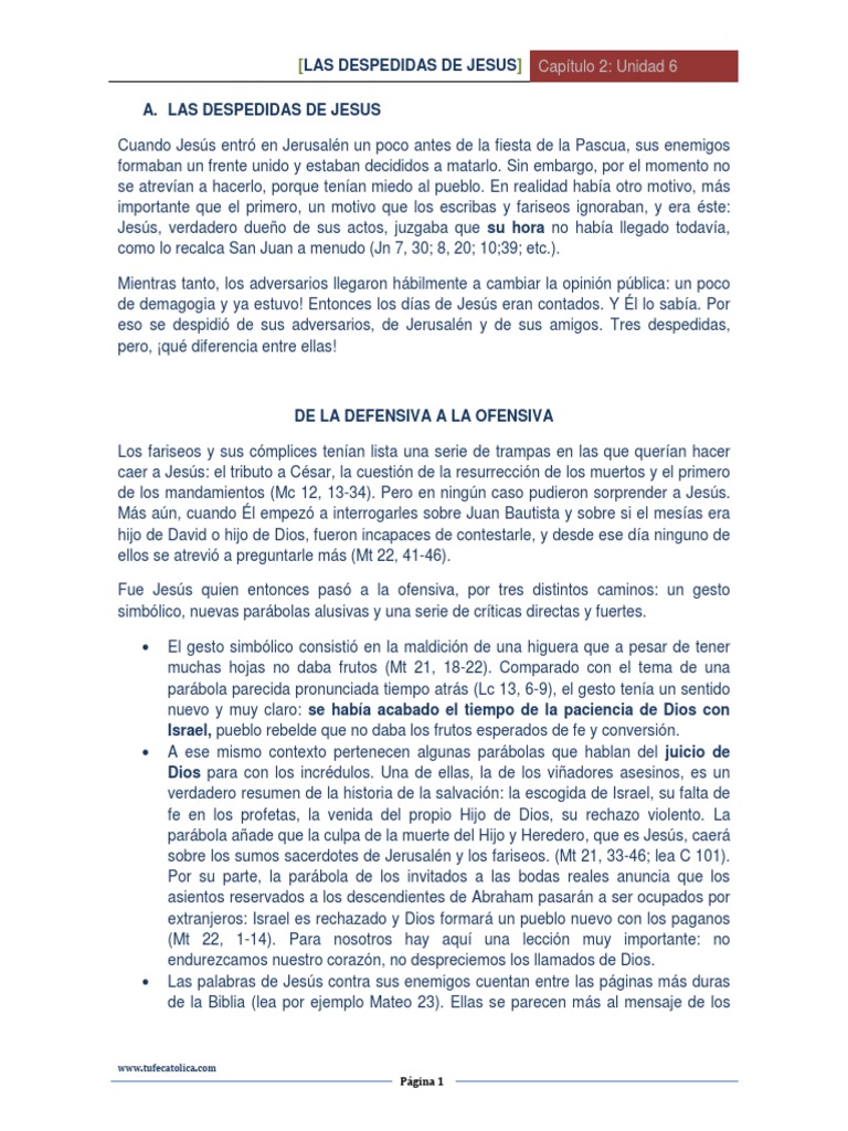 Las Despedida De Jesus Pdf Jesús Eucaristía