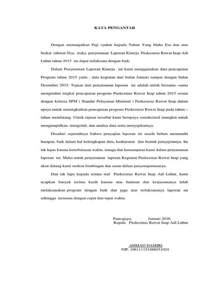 Contoh Kata Pengantar Pkp Pkm Al