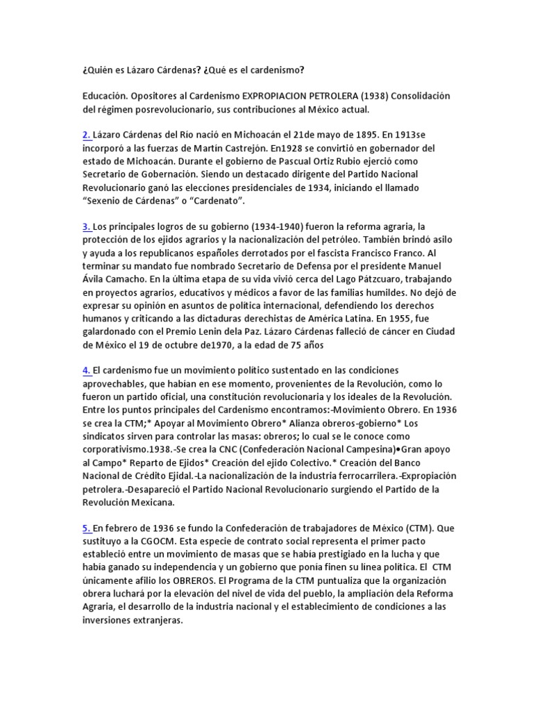 Quién Es Lázaro Cárdenas | Gobierno | Política | Prueba ...