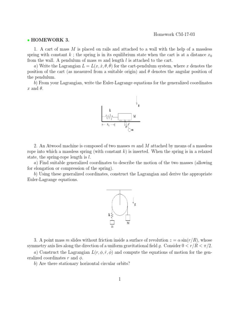Advanced Mechanics Homework | PDF | Lagrangian Mechanics | Physics