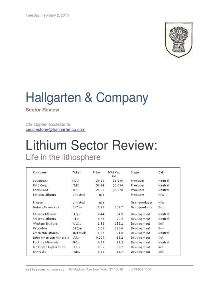 Lithium Report PDF Lithium Lithium Ion Battery