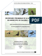 Inventario Preliminar de La Avifauna Del Municipio de Galeras - Sucre