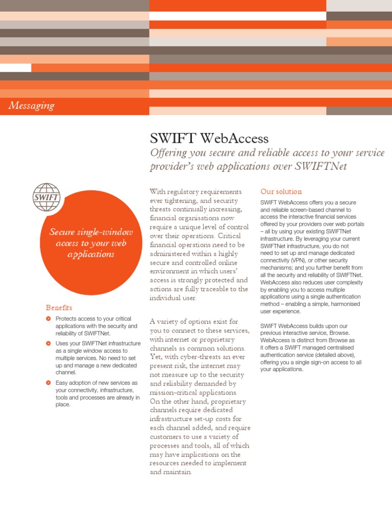 Swift Messaging Factsheet Swift access End Customers Public Key