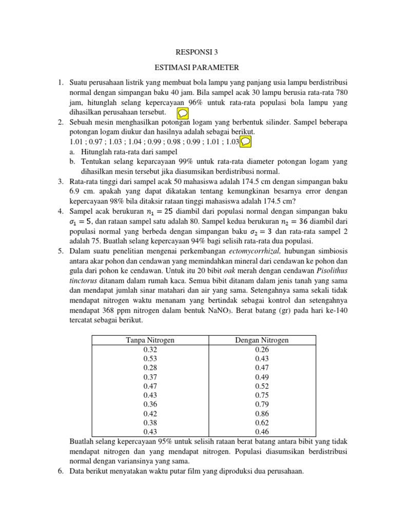 Soal Estimasi Parameter