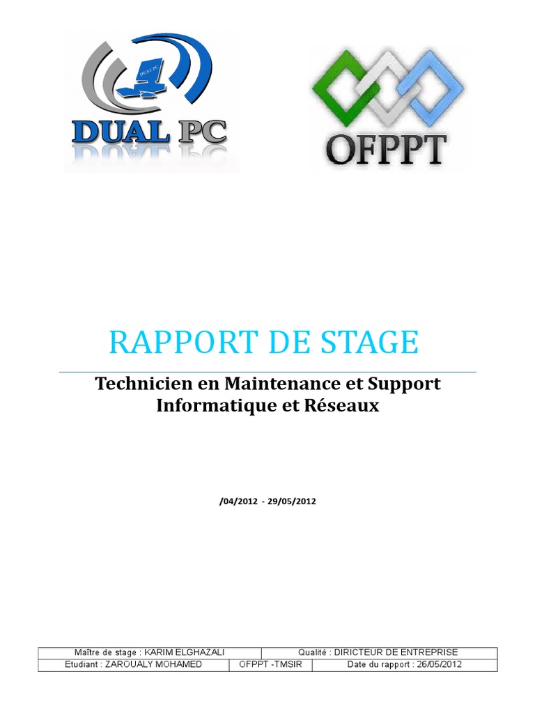 RAPPORT de STAGE  Informatique  Serveur (Informatique)