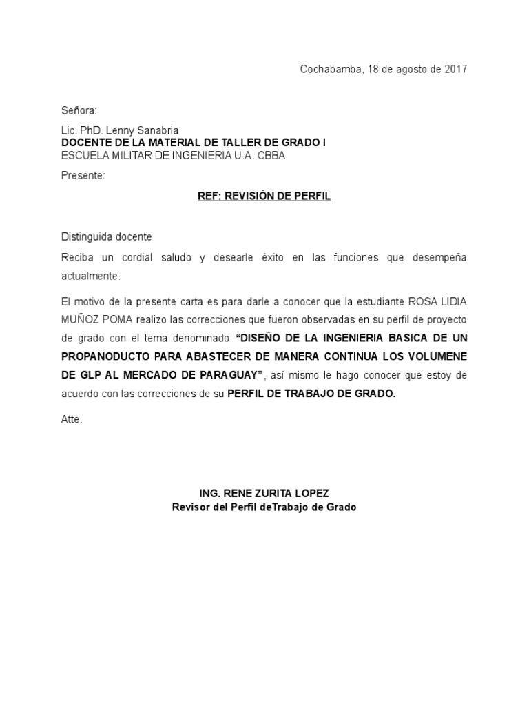 Carta Del Revisor | PDF
