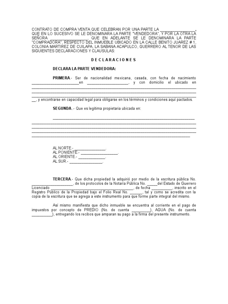 CONTRATO DE COMPRAVENTA DE BIEN INMUEBLE En