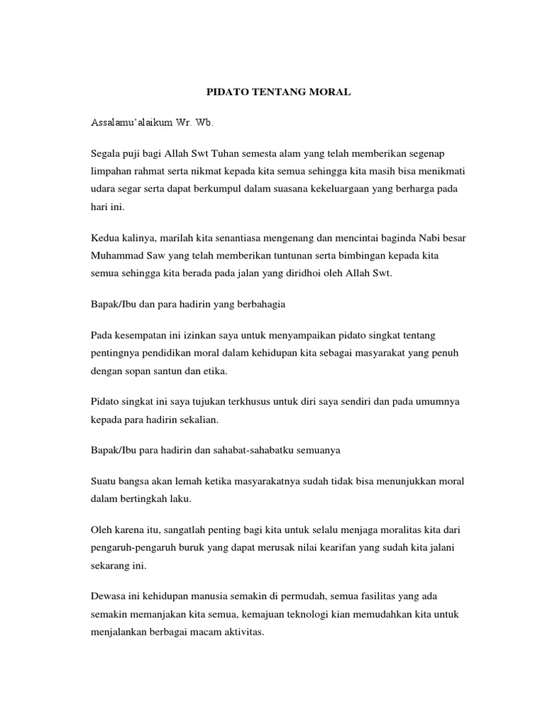 Pidato Tentang Moral