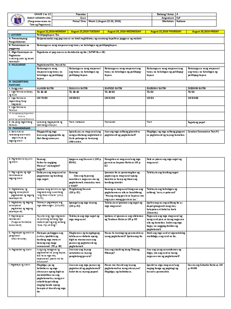 DLL ESP 4 2nd Quarter (Week 1 To 7) PDF
