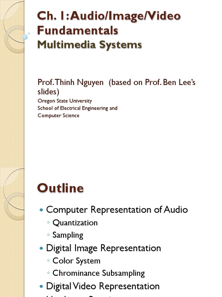 Multimedia Systems: Ch. 1: Audio/Image/Video Fundamentals | PDF | Video ...