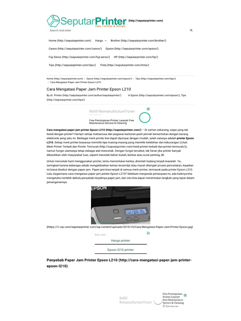 Cara Mengatasi Paper Jam Printer Epson Dengan Mudah Pdf