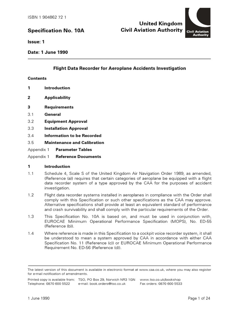 Flight Data Recorder Specifications | PDF | Flight Recorder ...