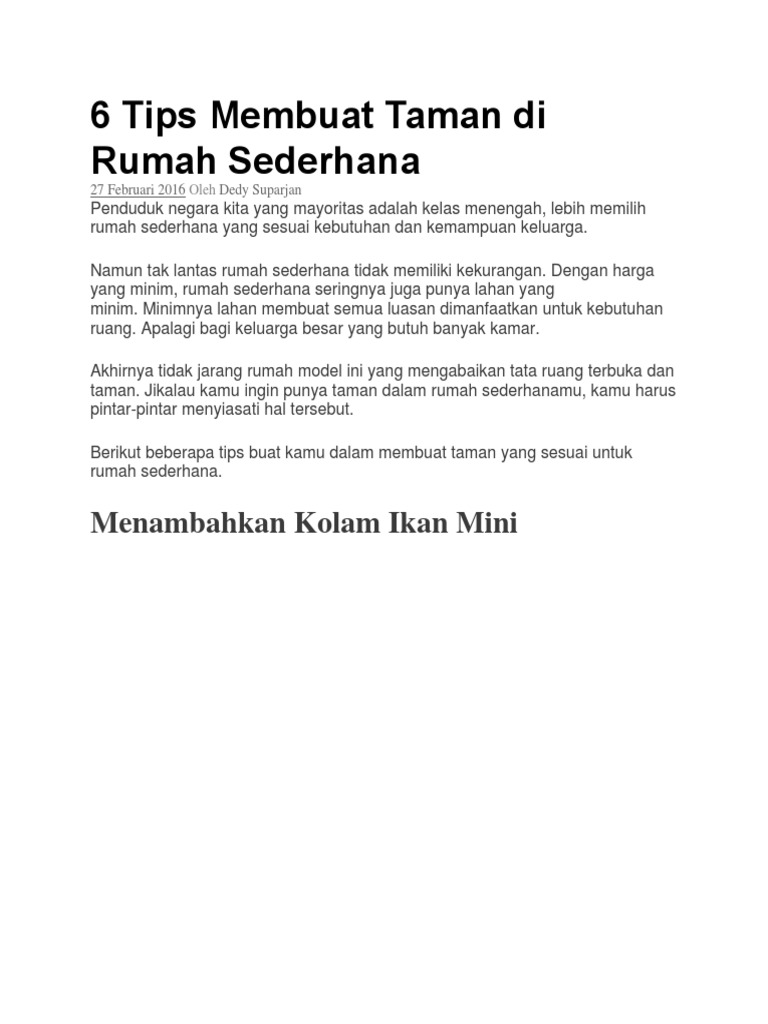 6 Tips Membuat Taman Di Rumah Sederhana