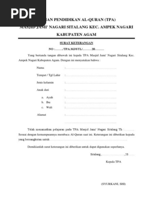 Surat Keterangan Tamat Mengaji