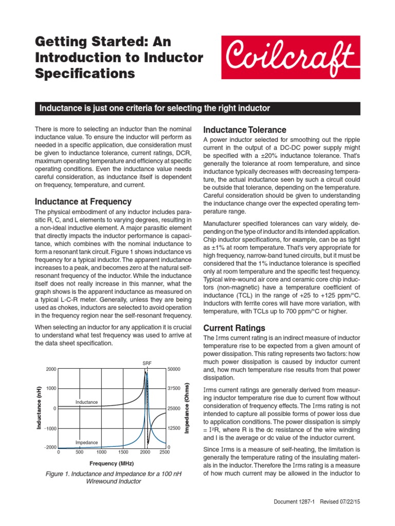 Doc1287 Inductor Specifications Inductor Inductance