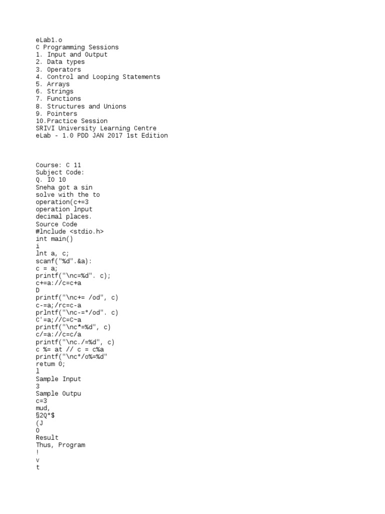 Elab | PDF | C (Programming Language) | Numbers