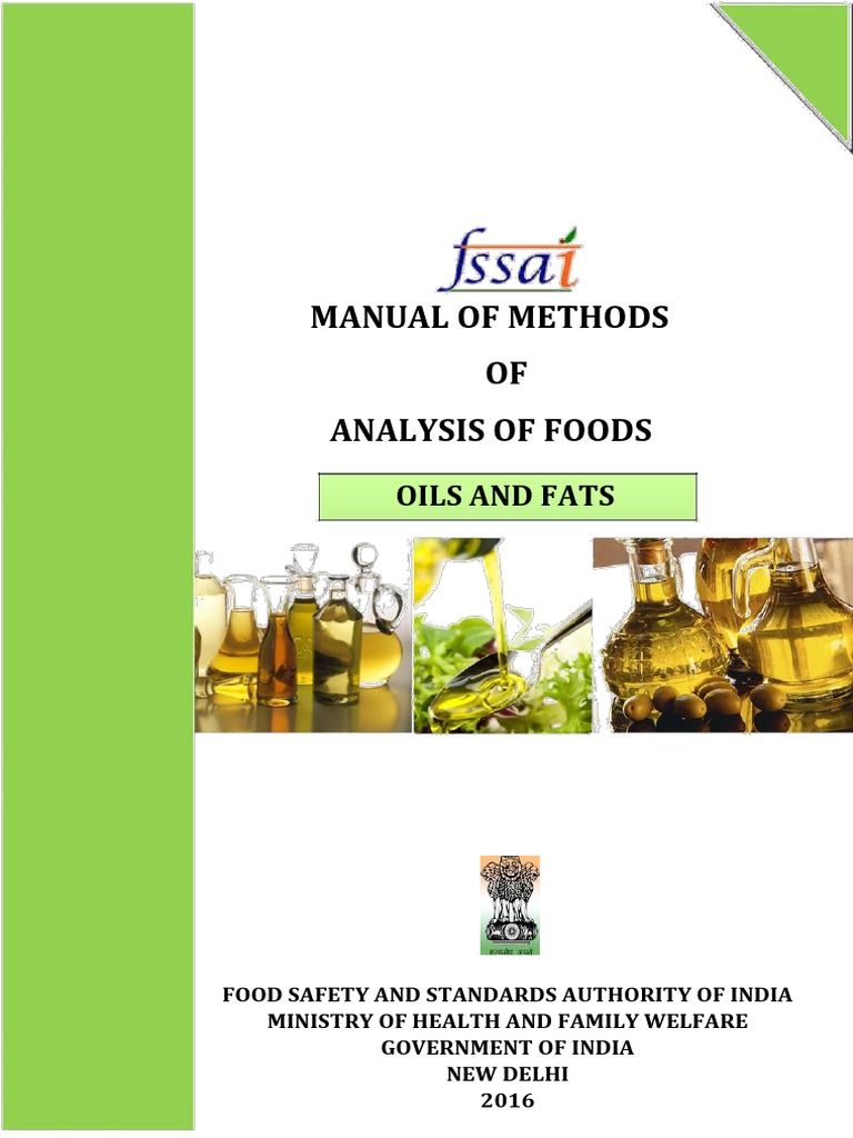 Manual of Methods of Analysis of Foods PDF Vegetable Oil Melting