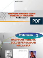 Hampiran Numerik Solusi Persamaan Nirlanjar: Pertemuan 3