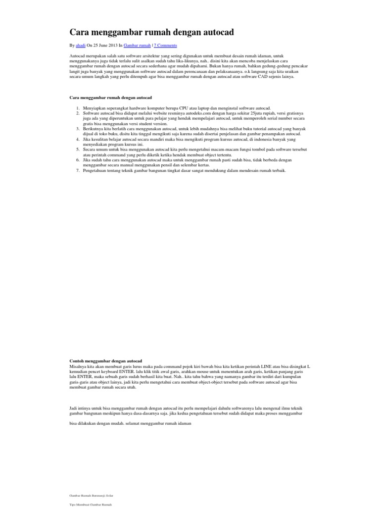Cara Menggambar Rumah Dengan Autocad Cara Menggambar Rumah Dengan Autocad
