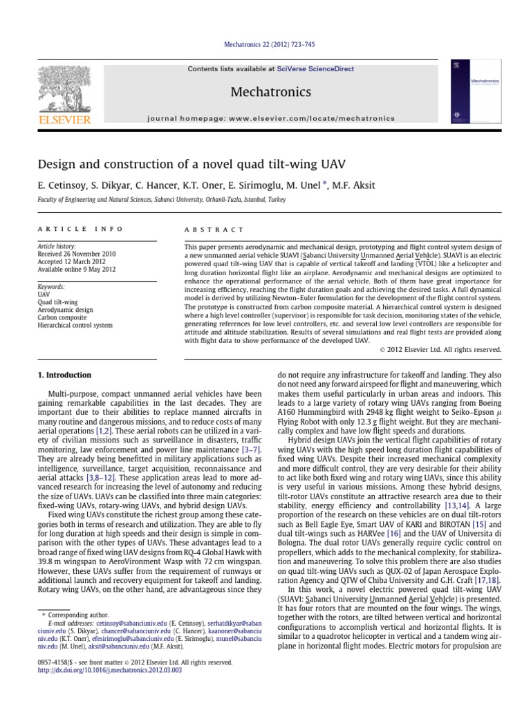 Novel Quad Tilt-Wing UAV Design | PDF | Unmanned Aerial Vehicle | Lift ...
