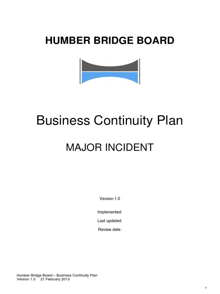 HBB Business Continuity Plan - Major Incident Response PDF | PDF ...