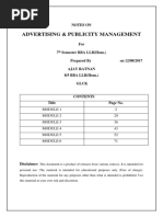 Download Notes on Advertising  Publicity Management for 7th Semester BBA LLBHons by ajayratnan SN358510007 doc pdf
