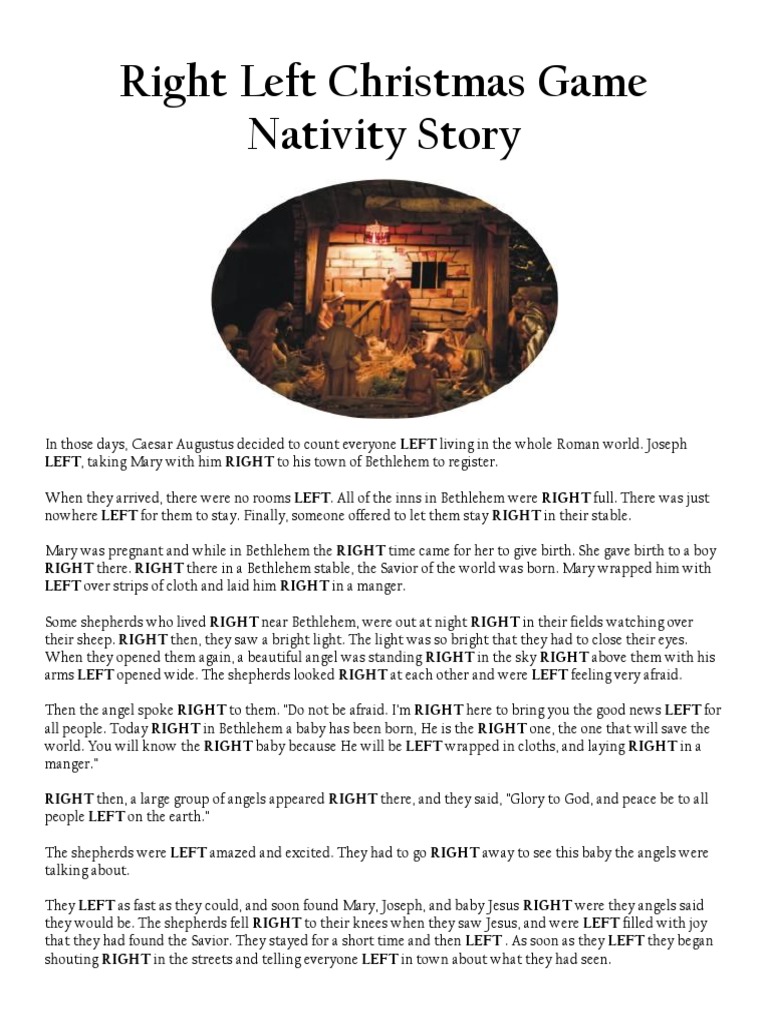 Right Left Christmas Game Nativity Story and Other Christmas Games PDF | PDF | Religion & Spirituality | Mystery, Thriller & Crime Fiction for Bible Left Right Game Free Printable Pdf