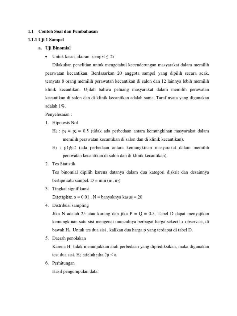 Latihan Soal Materi Dari Uji Non Parametik