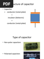 Structure of Capacitor: - Capacitor Conductor (Metal Plate) + Insulator (Dielectric) + Conductor (Metal Plate)