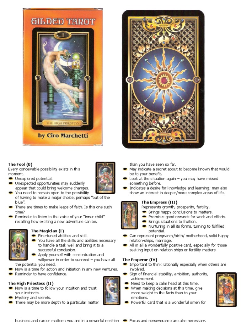 A study guide for the Gilded Tarot, highlighting its intricate symbolism and meanings.