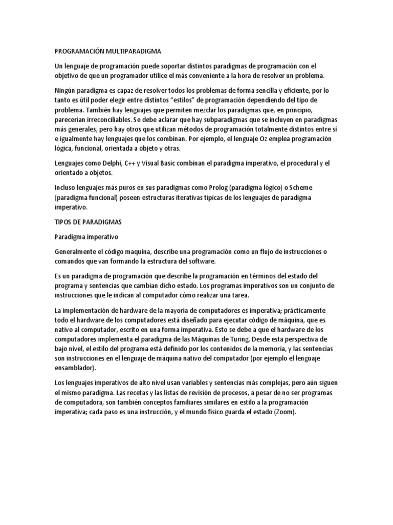 Programación Multiparadigma | PDF | Programa de computadora | Programación