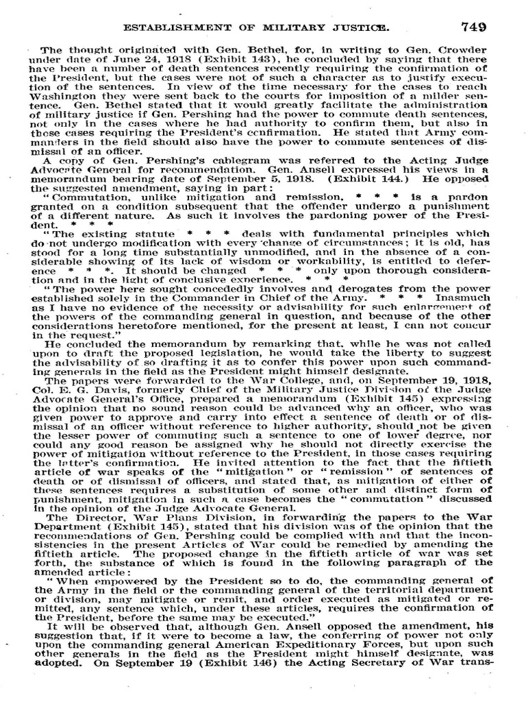 Establishment of Military Justice PDF Pardon Constitutional Law