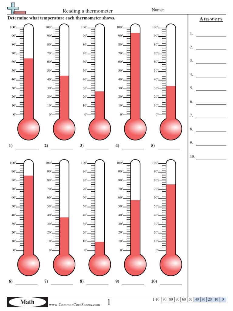 Reading A Thermometer Determine What Temperature Each Thermometer