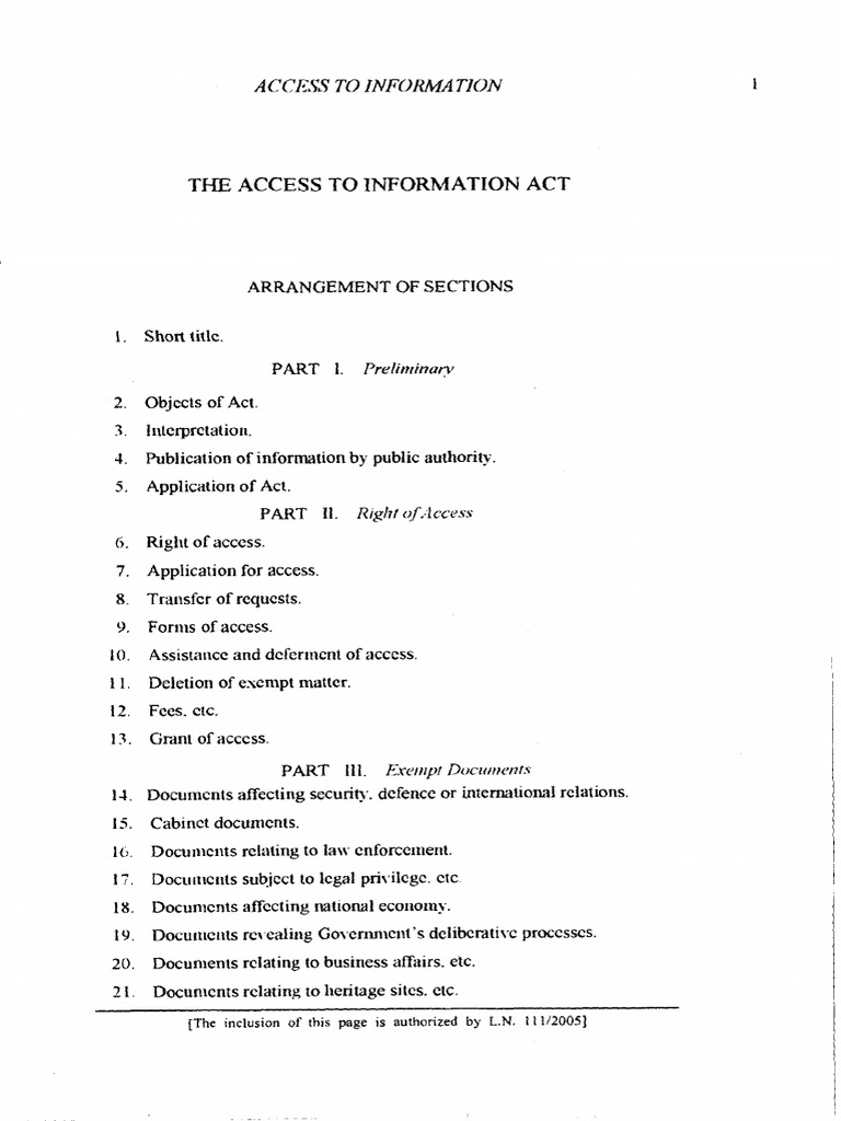 The Access To Information Act PDF Freedom Of Information Laws By