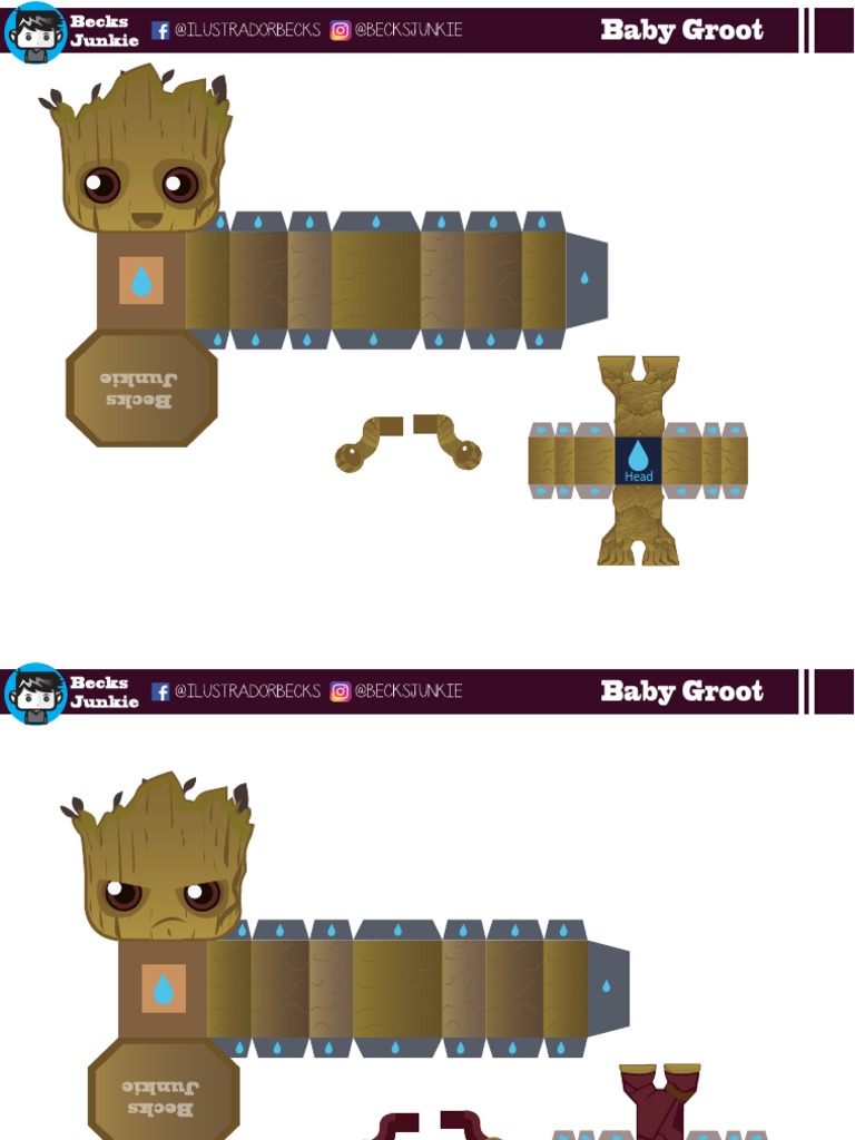 Baby Groot Mini Papercraft by Becks Junkie | PDF
