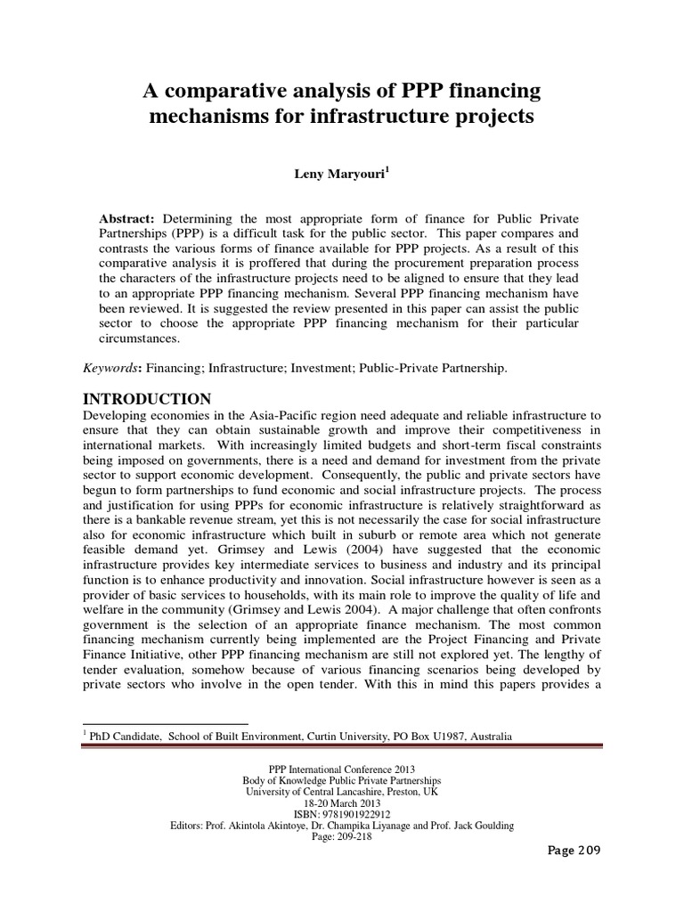 A Comparative Analysis of PPP Financing PDF | PDF | Public–Private ...