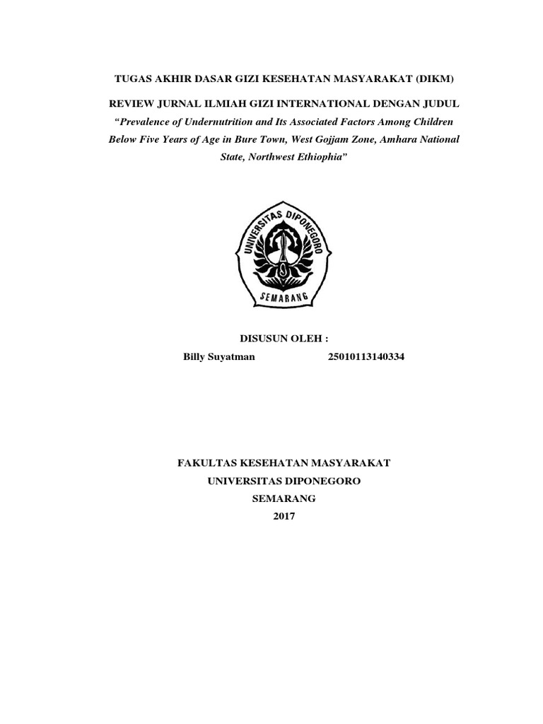 Tugas Akhir Dasar Gizi Kesehatan Masyarakat (Review Jurnal  