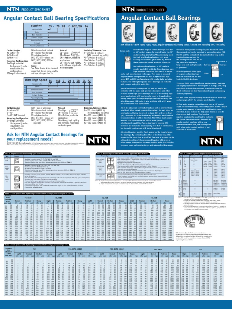 Bearing NTN PDF | PDF | Bearing (Mechanical) | Mechanical Engineering
