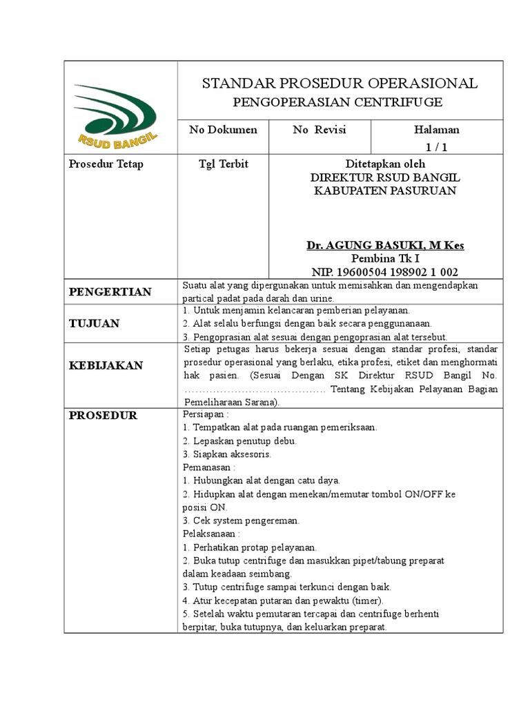 SOP Pengoperasian Centrifuge.doc