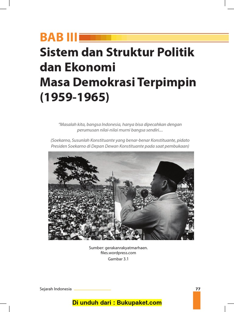 Bab 3 Sistem Dan Struktur Politik Dan Ekonomi Masa Demokrasi Terpimpin 1959 1965 Pdf