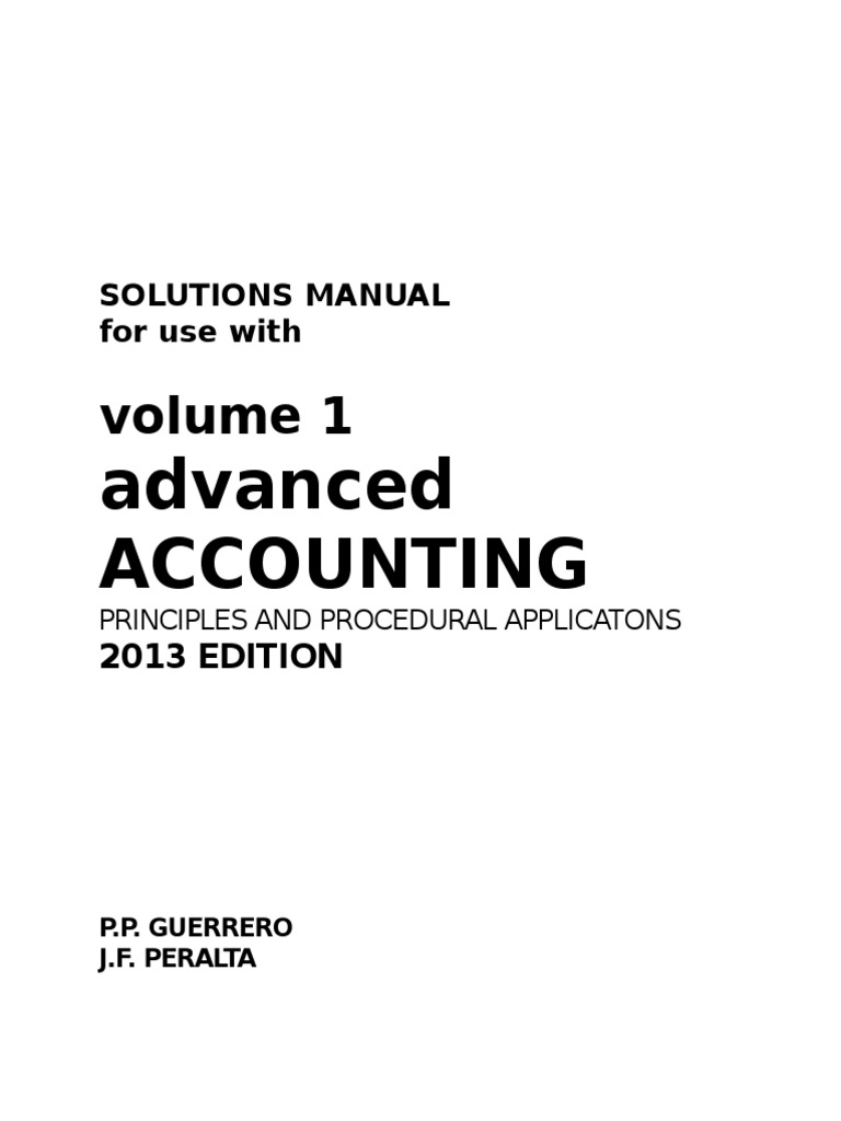 Advanced Accounting: Solutions Manual For Use With | PDF | Multiple ...