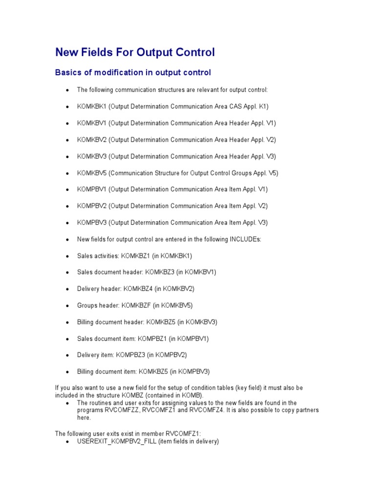 New Output Control Fields Overview | PDF | Information Retrieval ...